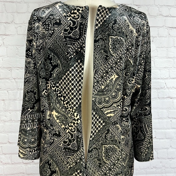 Serengeti Black Tan Paisley Plaid Bell Sleeve Sheath Midi Dress Size 3X - Picture 3 of 7